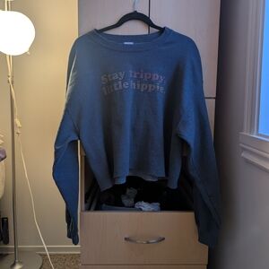 Cropped Sweatshirt with Graphic Text